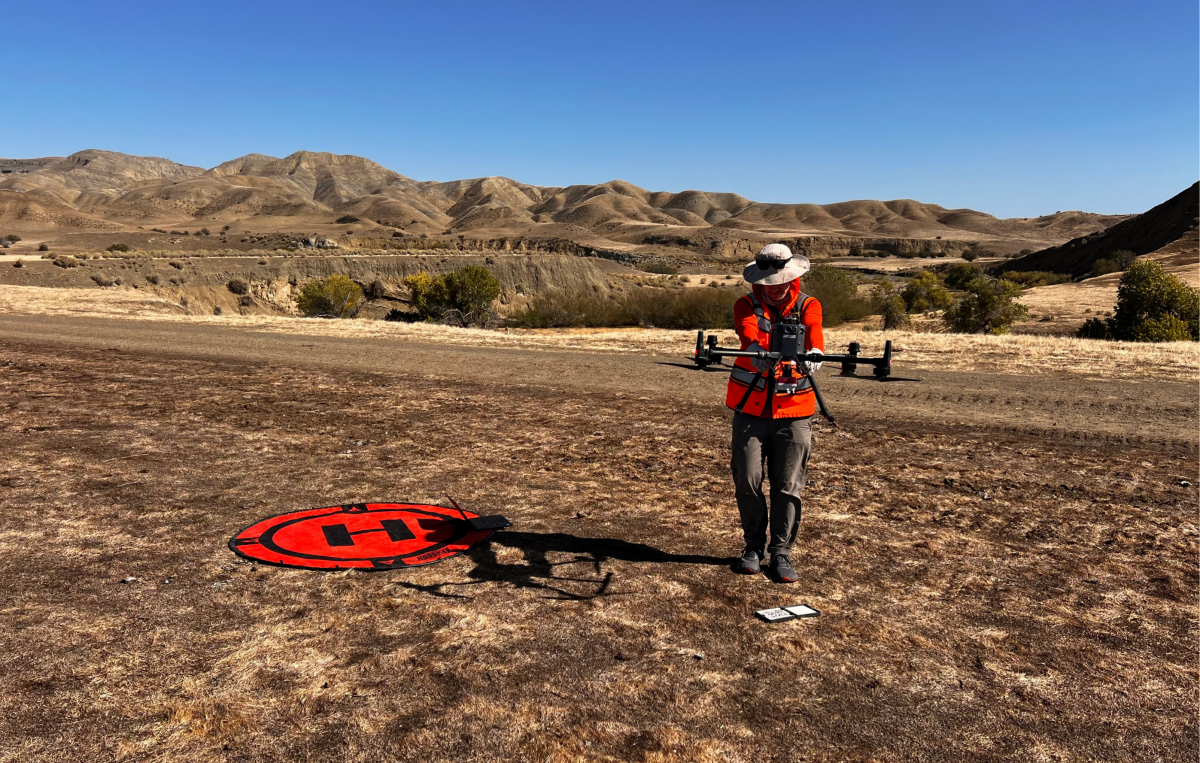 John Lang (Fisheries Biologist) Drone lift off at Kreyenhagen Hill Conservation Bank.